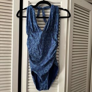 Old Navy swim suit-blue paisley pattern size medium.